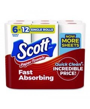CHOOSE-A-SIZE MEGA KITCHEN ROLL PAPER TOWELS, 1-PLY, 102/ROLL, 6 ROLLS/PACK, 4 PACKS/CARTON