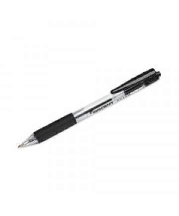 7520016970599 SKILCRAFT SLV-Performer Ballpoint Pen, Retractable, Medium, 1 mm, Black Ink, Clear/Black Barrel, Dozen