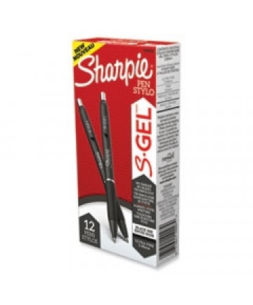 S-Gel High-Performance Gel Pen, Retractable, Extra-Fine 0.38 mm, Black Ink, Black Barrel, Dozen