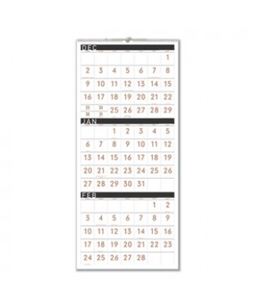 CONTEMPORARY THREE-MONTHLY REFERENCE WALL CALENDAR, 12 X 27, 2020-2022