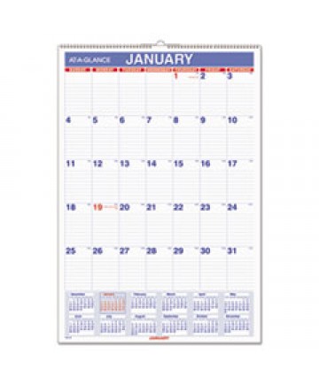 HORIZONTAL ERASABLE WALL PLANNER, 48 X 32, BLUE/WHITE, 2021