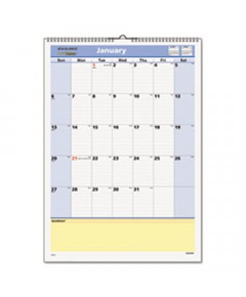 MONTHLY WALL CALENDAR WITH RULED DAILY BLOCKS, 20 X 30, WHITE, 2021