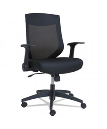 ALERA EB-K SERIES SYNCHRO MID-BACK FLIP ARM MESH-CHAIR, SUPPORTS UP TO 275 LBS, BLACK SEAT/BLACK BACK, BLACK BASE