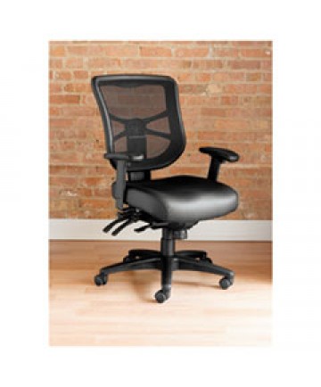 ALERA ELUSION SERIES MESH MID-BACK MULTIFUNCTION CHAIR, SUPPORTS UP TO 275 LBS, BLACK SEAT/BLACK BACK, BLACK BASE