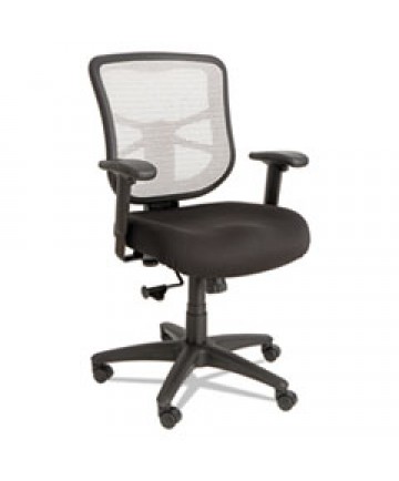 ALERA ELUSION SERIES MESH MID-BACK SWIVEL/TILT CHAIR, SUPPORTS UP TO 275 LBS, BLACK SEAT/WHITE BACK, BLACK BASE