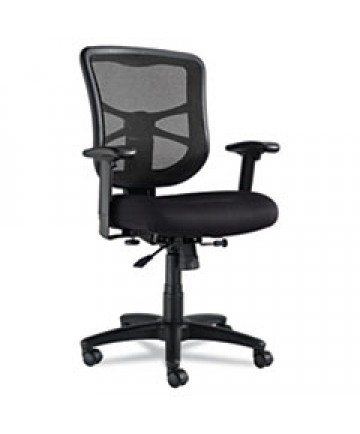 ALERA ELUSION SERIES MESH MID-BACK SWIVEL/TILT CHAIR, SUPPORTS UP TO 275 LBS, BLACK SEAT/BLACK BACK, BLACK BASE