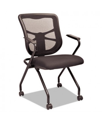 ALERA ELUSION MESH NESTING CHAIRS, PADDED ARMS, BLACK SEAT/BLACK BACK, BLACK BASE, 2/CARTON