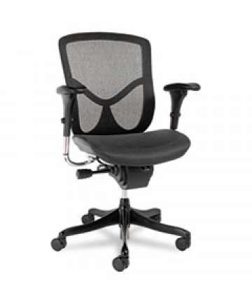 ALERA EQ SERIES ERGONOMIC MULTIFUNCTION MID-BACK MESH CHAIR, SUPPORTS UP TO 250 LBS., BLACK SEAT/BLACK BACK, BLACK BASE
