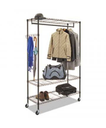 WIRE SHELVING GARMENT RACK, 40 GARMENTS, 48W X 18D X 75H, BLACK