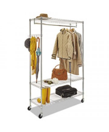 WIRE SHELVING GARMENT RACK, 40 GARMENTS, 48W X 18D X 75H, SILVER