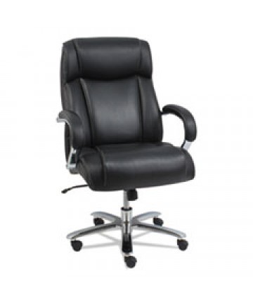 ALERA MAXXIS SERIES BIG AND TALL BONDED LEATHER CHAIR, SUPPORTS UP TO 500 LBS., BLACK SEAT/BLACK BACK, CHROME BASE