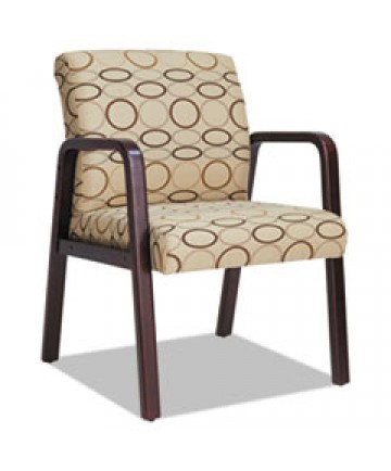 ALERA RECEPTION LOUNGE WL SERIES GUEST CHAIR, 24.21'' X 26.14'' X 32.67'', TAN SEAT/TAN BACK, MAHOGANY BASE