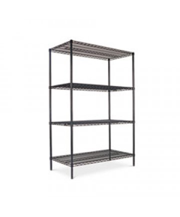 NSF CERTIFIED INDUSTRIAL 4-SHELF WIRE SHELVING KIT, 36W X 18D X 72H, BLACK