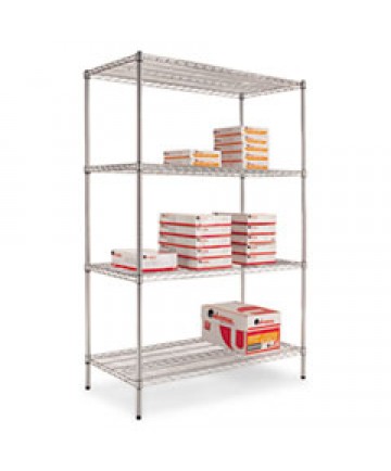 NSF CERTIFIED INDUSTRIAL 4-SHELF WIRE SHELVING KIT, 36W X 18D X 72H, SILVER