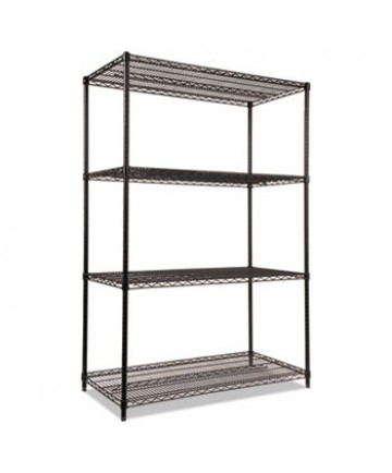 NSF CERTIFIED INDUSTRIAL 4-SHELF WIRE SHELVING KIT, 48W X 24D X 72H, BLACK