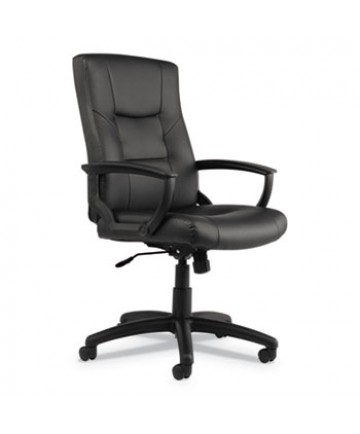 ALERA YR SERIES EXECUTIVE HIGH-BACK SWIVEL/TILT BONDED LEATHER CHAIR, SUPPORTS UP TO 275 LBS, BLACK SEAT/BACK, BLACK BASE