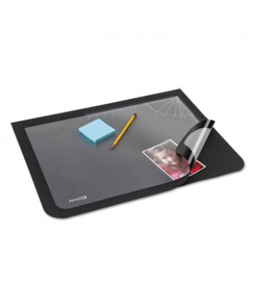 Lift-Top Pad Desktop Organizer With Clear Overlay, 22 X 17, Black