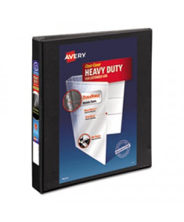 HEAVY-DUTY NON STICK VIEW BINDER WITH DURAHINGE AND SLANT RINGS, 3 RINGS, 1" CAPACITY, 11 X 8.5, BLACK, (5300)