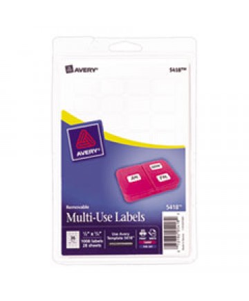 REMOVABLE MULTI-USE LABELS, INKJET/LASER PRINTERS, 0.5 X 0.75, WHITE, 36/SHEET, 28 SHEETS/PACK, (5418)