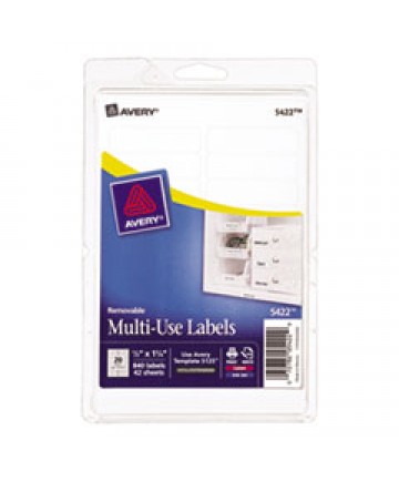 REMOVABLE MULTI-USE LABELS, INKJET/LASER PRINTERS, 0.5 X 1.75, WHITE, 20/SHEET, 42 SHEETS/PACK, (5422)
