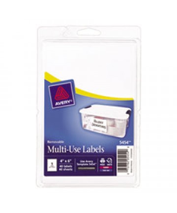 REMOVABLE MULTI-USE LABELS, INKJET/LASER PRINTERS, 4 X 6, WHITE, 40/PACK, (5454)