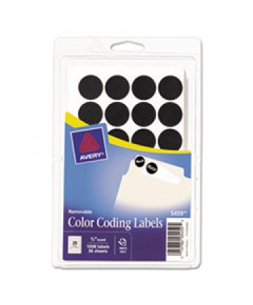 HANDWRITE ONLY SELF-ADHESIVE REMOVABLE ROUND COLOR-CODING LABELS, 0.75" DIA., BLACK, 28/SHEET, 36 SHEETS/PACK, (5459)
