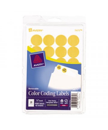 PRINTABLE SELF-ADHESIVE REMOVABLE COLOR-CODING LABELS, 0.75" DIA., NEON ORANGE, 24/SHEET, 42 SHEETS/PACK, (5471)
