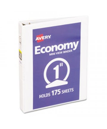 ECONOMY VIEW BINDER WITH ROUND RINGS , 3 RINGS, 1" CAPACITY, 8.5 X 5.5, WHITE, (5806)