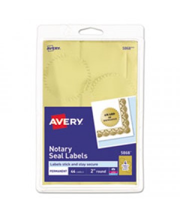 PRINTABLE GOLD FOIL SEALS, 2" DIA., GOLD, 4/SHEET, 11 SHEETS/PACK, (5868)