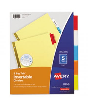 Insertable Big Tab Dividers, 5-Tab, Letter
