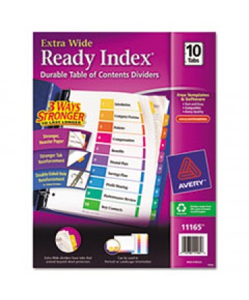 CUSTOMIZABLE TOC READY INDEX MULTICOLOR DIVIDERS, 10-TAB, LETTER