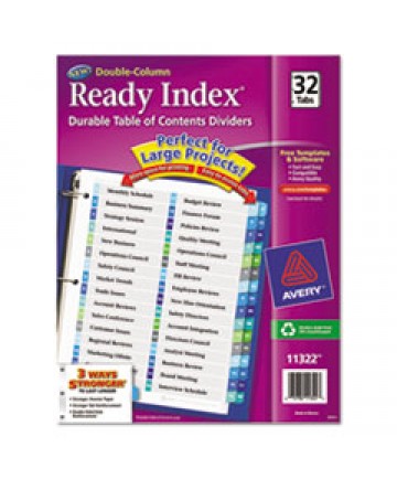 CUSTOMIZABLE TOC READY INDEX DOUBLE COLUMN MULTICOLOR DIVIDERS, 32-TAB, LETTER
