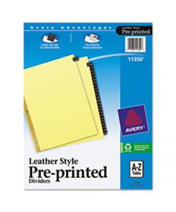 Preprinted Black Leather Tab Dividers W/gold Reinforced Edge, 25-Tab, Ltr