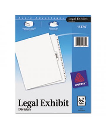 PREPRINTED LEGAL EXHIBIT SIDE TAB INDEX DIVIDERS, AVERY STYLE, 27-TAB, A TO Z, 11 X 8.5, WHITE, 1 SET
