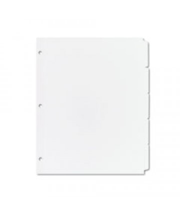 WRITE AND ERASE PLAIN-TAB PAPER DIVIDERS, 5-TAB, LETTER, WHITE, 36 SETS