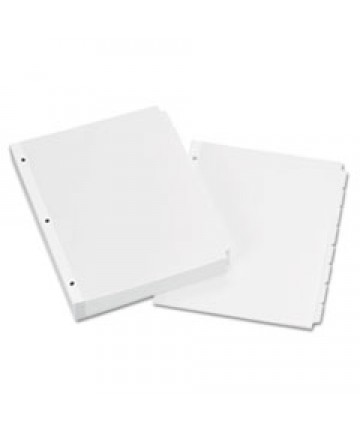 WRITE AND ERASE PLAIN-TAB PAPER DIVIDERS, 8-TAB, LETTER, WHITE, 24 SETS