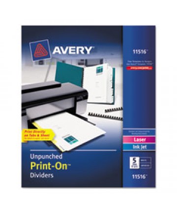 Customizable Print-On Dividers, 5-Tab, Letter, 5 Sets
