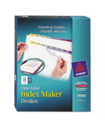 PRINT AND APPLY INDEX MAKER CLEAR LABEL DIVIDERS, 8 COLOR TABS, LETTER, 25 SETS