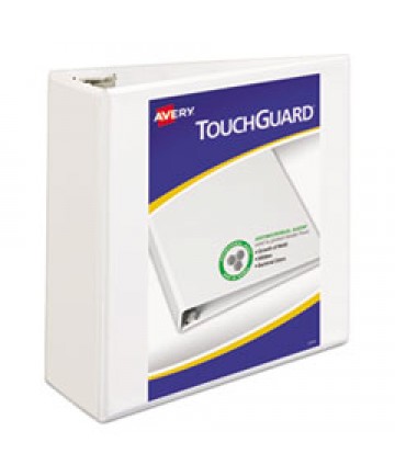 TOUCHGUARD PROTECTION HEAVY-DUTY VIEW BINDERS WITH SLANT RINGS, 3 RINGS, 4" CAPACITY, 11 X 8.5, WHITE