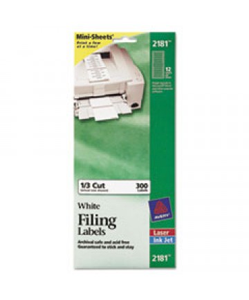 MINI-SHEETS PERMANENT FILE FOLDER LABELS, 0.66 X 3.44, WHITE, 12/SHEET, 25 SHEETS/PACK