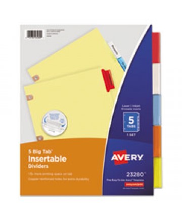 Insertable Big Tab Dividers, 5-Tab, Letter
