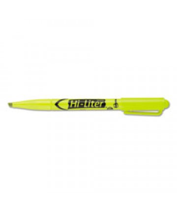 HI-LITER PEN-STYLE HIGHLIGHTERS, CHISEL TIP, FLUORESCENT YELLOW, DOZEN