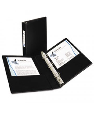 MINI SIZE DURABLE NON-VIEW BINDER WITH ROUND RINGS, 3 RINGS, 1" CAPACITY, 8.5 X 5.5, BLACK