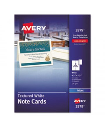 Textured Note Cards, Inkjet, 4 1/4 X 5 1/2, Uncoated White, 50/bx W/envelopes