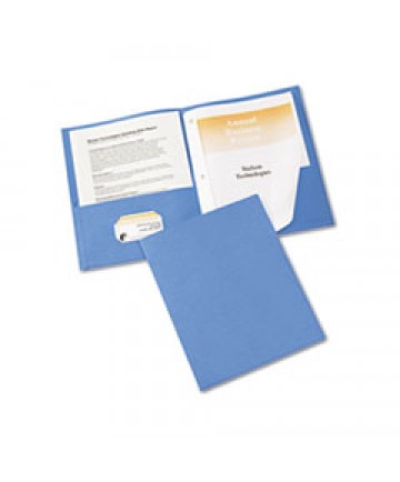 Two-Pocket Folder, Prong Fastener, Letter, 1/2" Capacity, Light Blue, 25/box