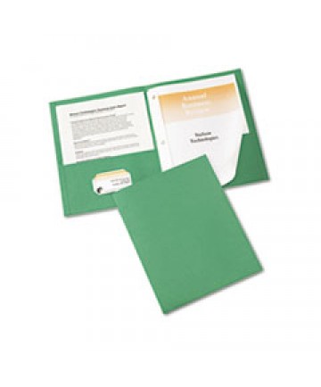 Two-Pocket Folder, Prong Fastener, Letter, 1/2" Capacity, Green, 25/box