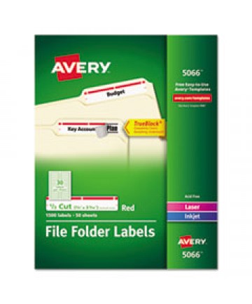 PERMANENT TRUEBLOCK FILE FOLDER LABELS WITH SURE FEED TECHNOLOGY, 0.66 X 3.44, WHITE, 30/SHEET, 50 SHEETS/BOX