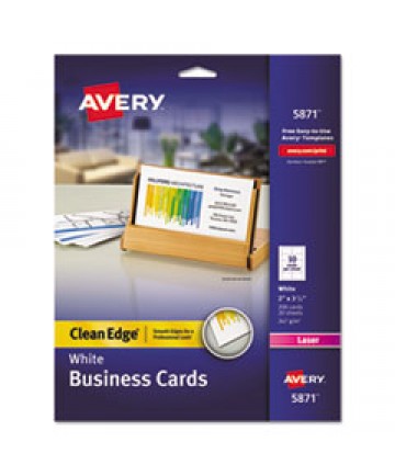 Clean Edge Business Cards, Laser, 2 X 3 1/2, White, 200/pack