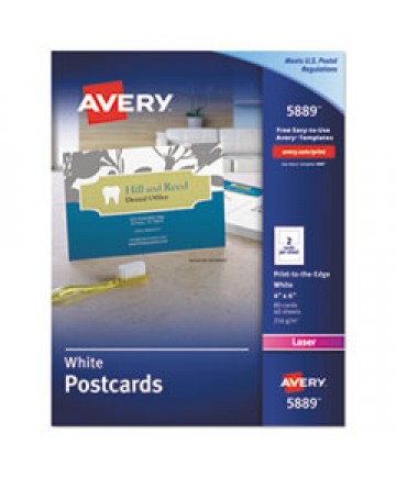 Postcards, Color Laser Printing, 4 X 6, Uncoated White, 2 Cards/sheet, 80/box