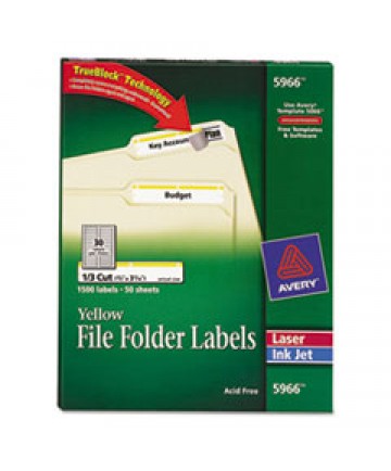 PERMANENT TRUEBLOCK FILE FOLDER LABELS WITH SURE FEED TECHNOLOGY, 0.66 X 3.44, WHITE, 30/SHEET, 50 SHEETS/BOX